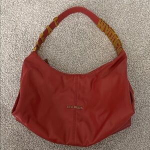 Steve Madden Bold Red Shoulder Bag with Gold Accents